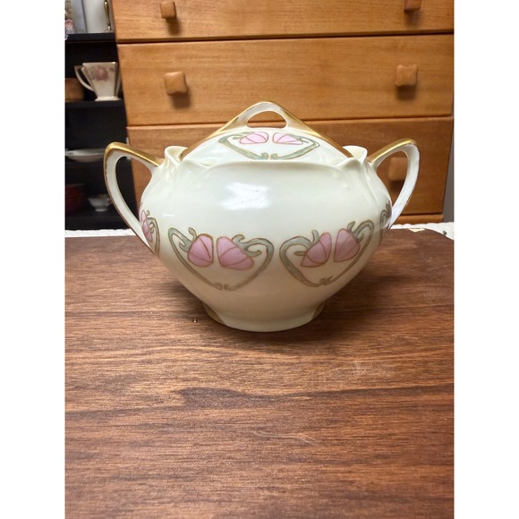 L.W. Robertson Other - Antique 1911 Hand Painted Art Nouveau Porcelain Sugar Bowl L.W. Robertson Gold